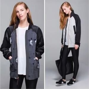Lululemon Bomber Jacket Reversible Both Ways Atomic Flower Heather Gray 12 Coat